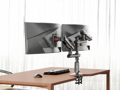 NB D9C Dual Monitor Mount Gas Spring Arm for 27-50" Screens | Height Adjustable, 360° Rotation