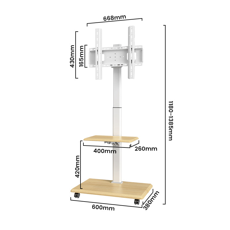 TV Cart with Shelf | Swivel, Height Adjustable, Fits 26-65 Inch TVs 40kg Capacity DZXZSY-05G