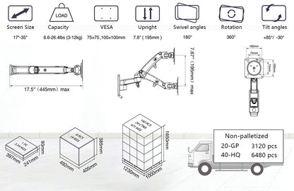 TV Wall Mount for 17-35" Screens Low Profile F150B