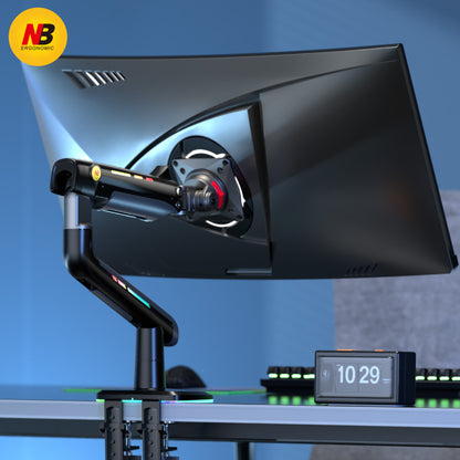 RGB LIGHT Gaming Monitor Arm for Flat/Ultrawide/Curved Mount F5