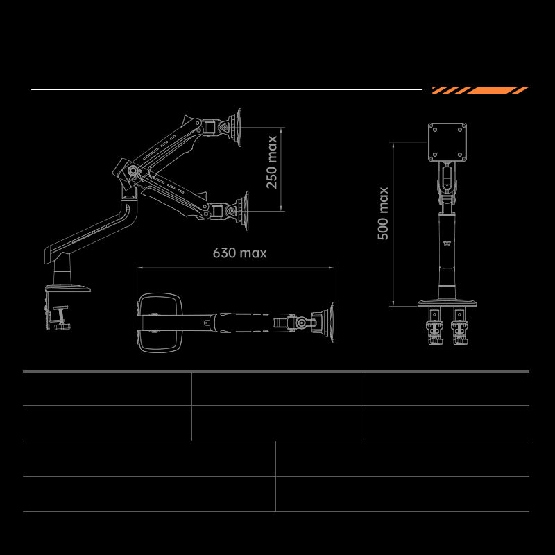 RGB LIGHT Gaming Monitor Arm for Flat/Ultrawide/Curved Mount F5