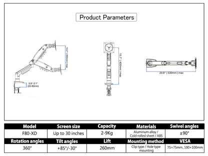Laptop desk floating mount gas struct
