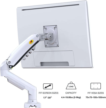 White Gas Lift Monitor Arm for 17-30" Screens VESA 75/100 F80-W AU Stock