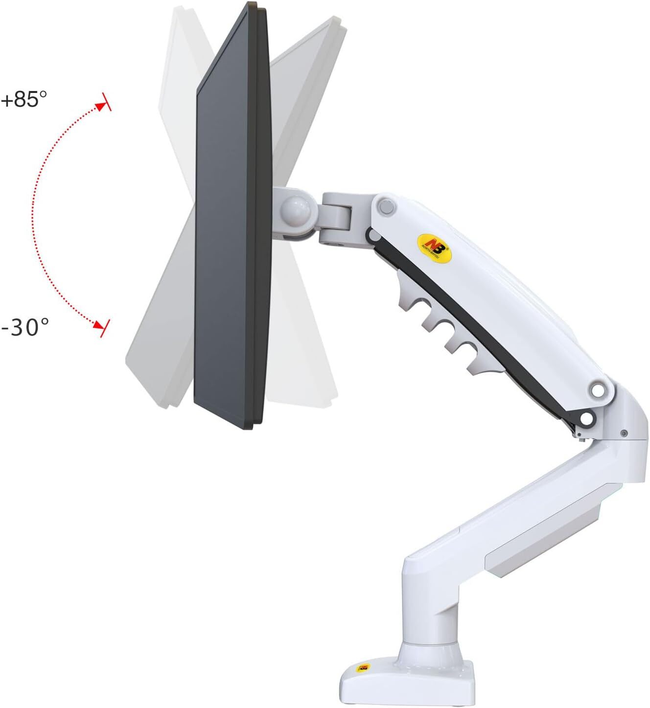 White Gas Lift Monitor Arm for 17-30" Screens VESA 75/100 F80-W AU Stock