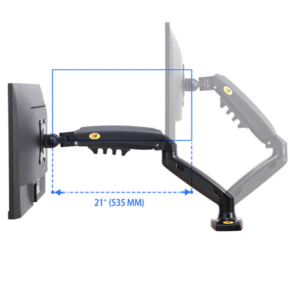 Gas Lift Monitor Arm for 17-27" VESA 75/100 Ergonomic Adjustment F80B Black
