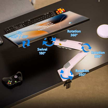 Pink Gas Lift Monitor Arm for 17-30" Screens VESA 75/100 F80-XJ AU Stock