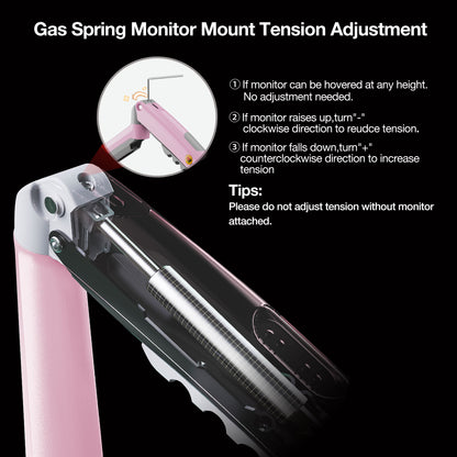 Pink Gas Lift Monitor Arm for 17-30" Screens VESA 75/100 F80-XJ AU Stock