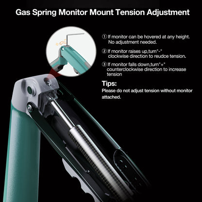 Green Gas Lift Arm for 17-30" Dual Gaming/Office Use VESA 75/100 F80-XK