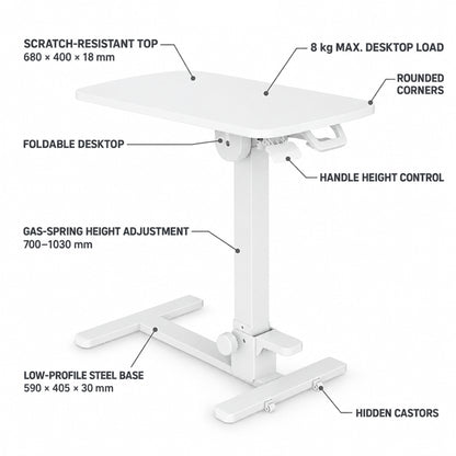 Ergonomic Height Adjustable Mobile Wheely Folding Desk Rolling Sit Stand Workstation for Home Office 680x400mm FA107