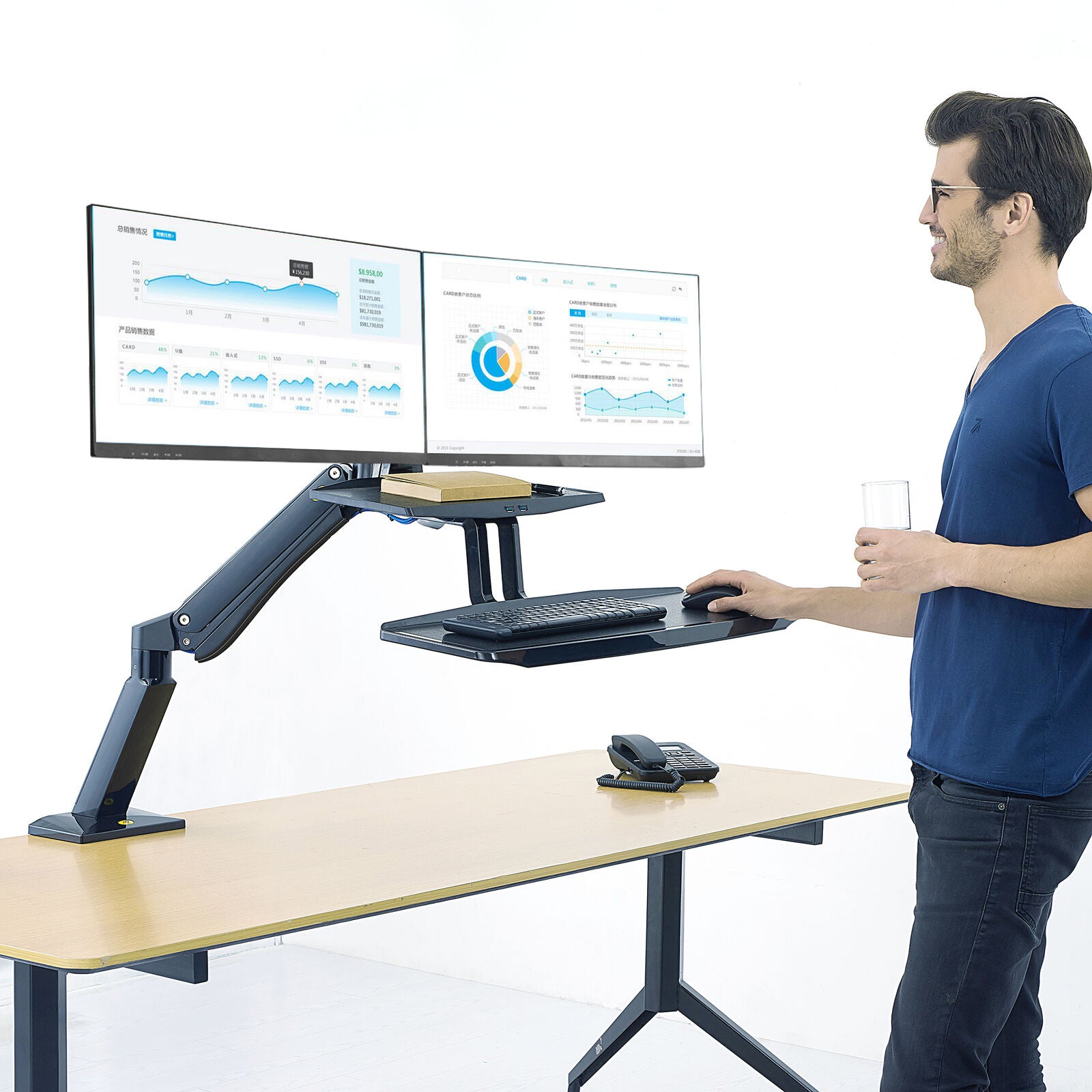 FC55-2 Dual Monitor Sit-Stand Arm Ergonomic Workspace Solution