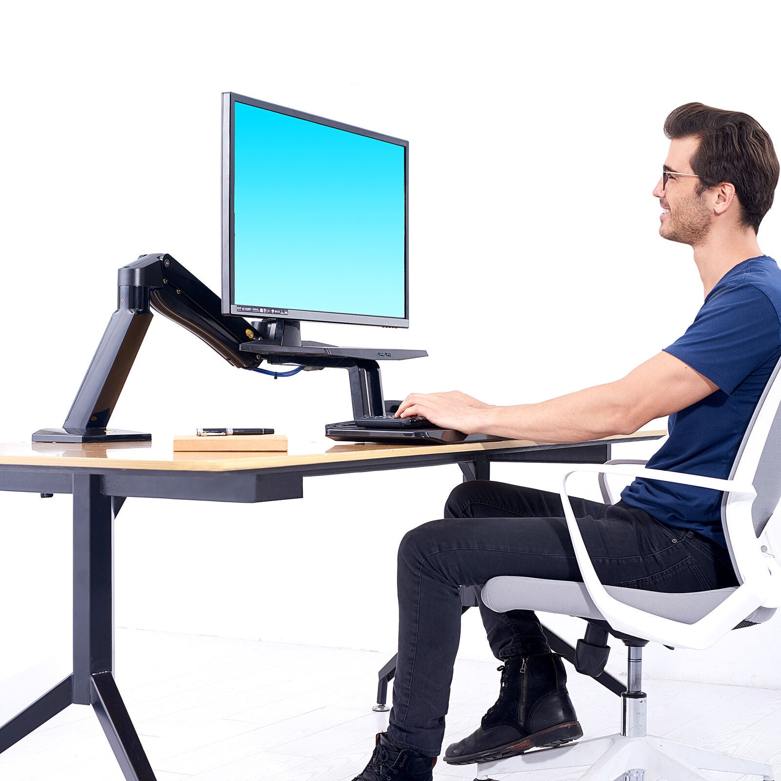 24"-35" FC55-B Sit Stand Desk Dual Screen Mount