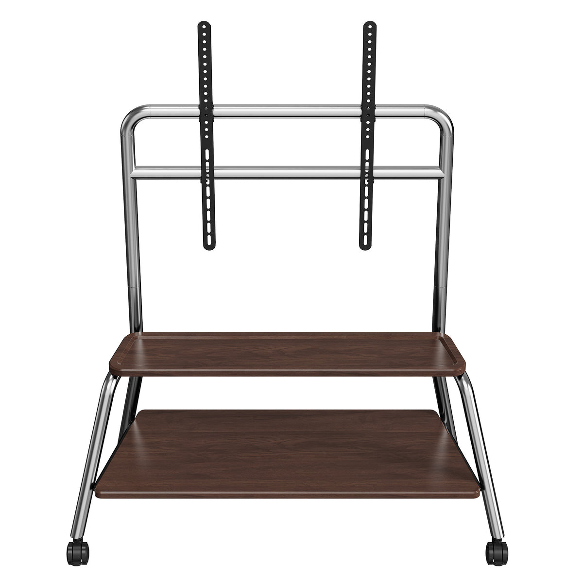 Rolling TV Cart on Lockable Casters, Movable TV Stand, Height Adjustable TV Trolley with Storage Shelf for 32" to 90" Screens