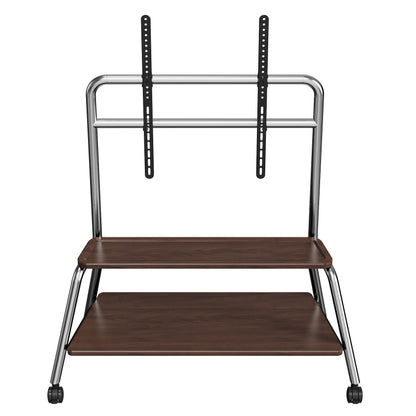 Rolling TV Cart on Lockable Casters, Movable TV Stand, Height Adjustable TV Trolley with Storage Shelf for 32" to 90" Screens