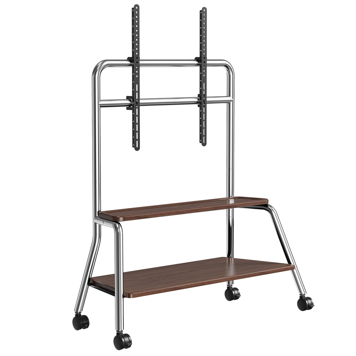 Rolling TV Cart on Lockable Casters, Movable TV Stand, Height Adjustable TV Trolley with Storage Shelf for 32" to 90" Screens