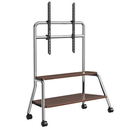 Rolling TV Cart on Lockable Casters, Movable TV Stand, Height Adjustable TV Trolley with Storage Shelf for 32" to 90" Screens