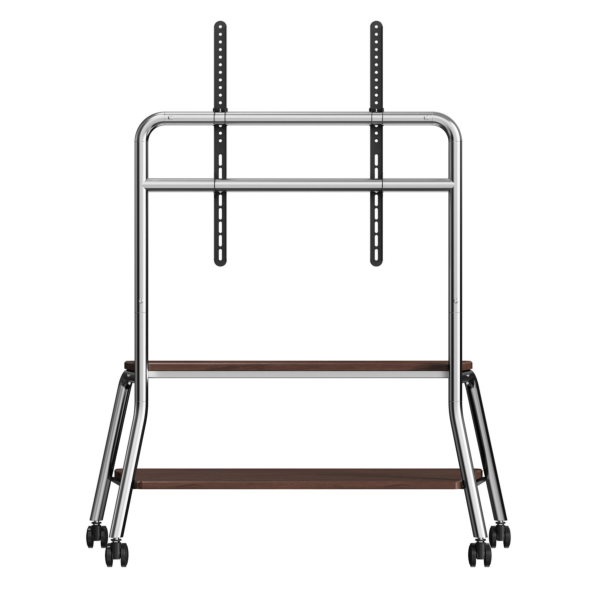 Rolling TV Cart on Lockable Casters, Movable TV Stand, Height Adjustable TV Trolley with Storage Shelf for 32" to 90" Screens