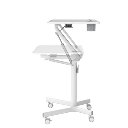 GKU Height Adjustable Mobile Standing Desk with Wheels 700x520mm Sit Stand Desk Laptop Desk for Home Office FDS101B-W