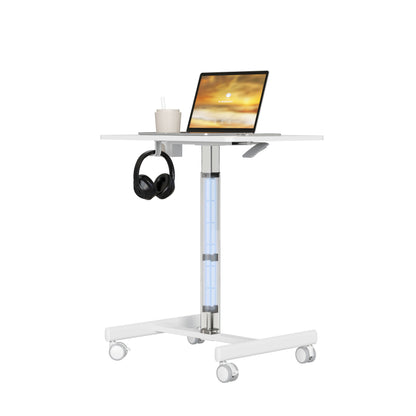 GKU Adjustable Mobile Standing Desk with Wheely & Cup Holder 650x480mm F047-FDS106B-A2,white/cup/ hook