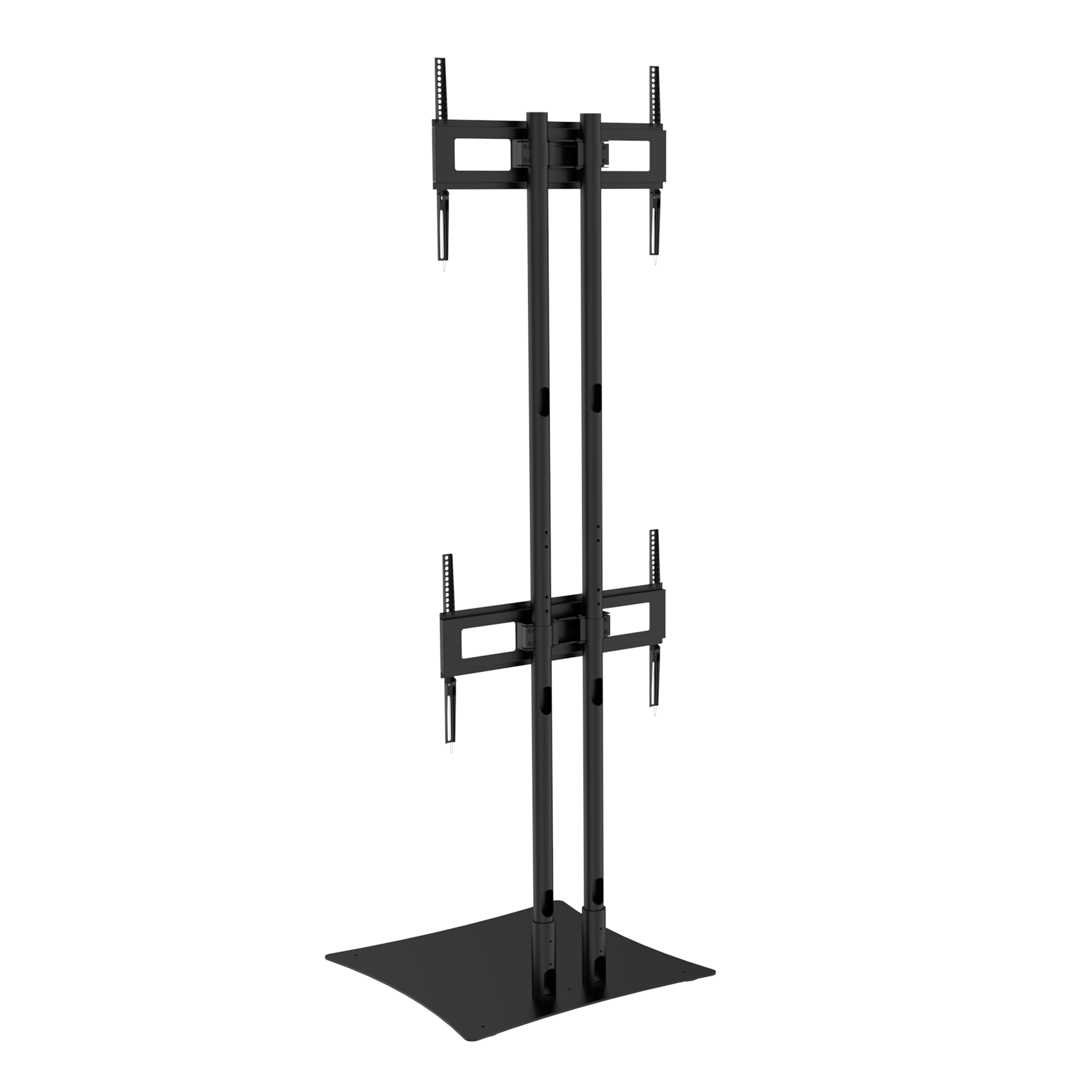 Vertical dual tv display stand adjustable height