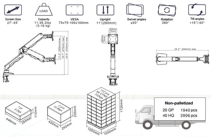 Curved Screen Monitor Mount HD G60-G North Bayou for large screens up to 16kg