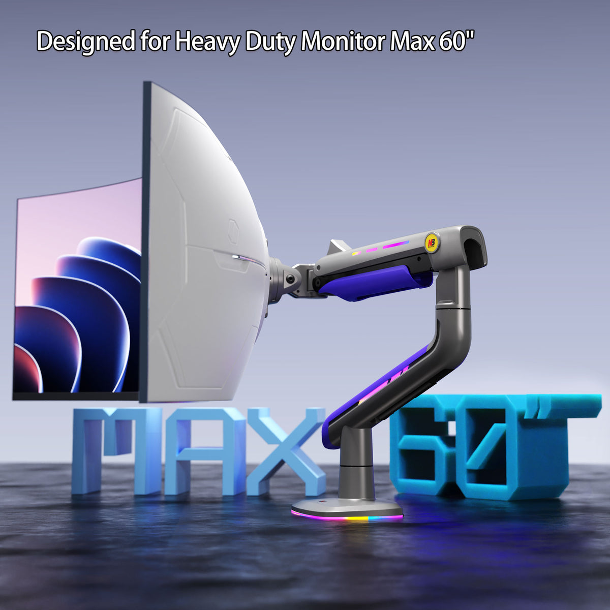 RGB Gaming Monitor Arm with LED Lights – Adjustable for Ultrawide ...