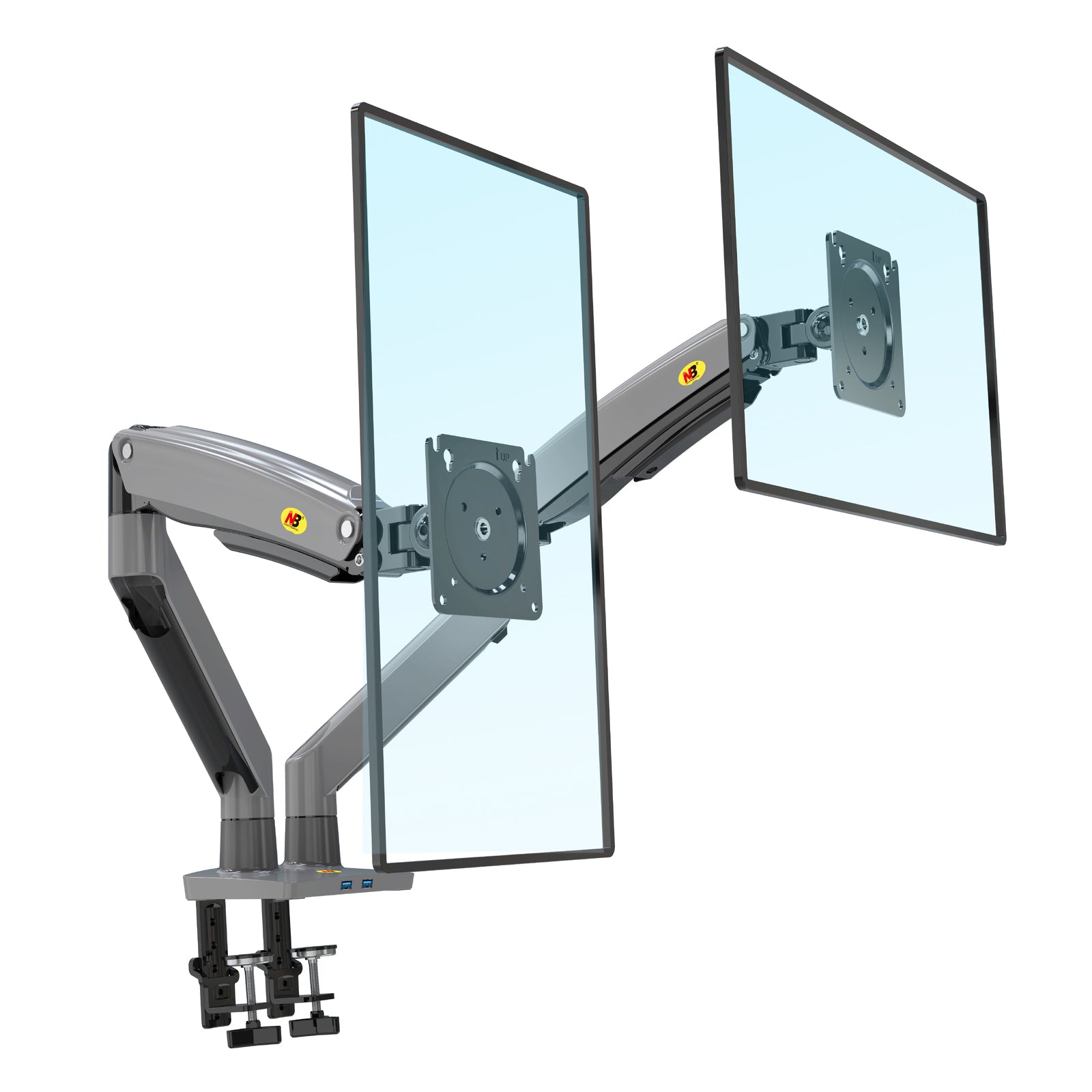 NEW G75 Model Dual Screen Desktop Monitor Mount, 3-12kg per arm, Gunmetal Grey