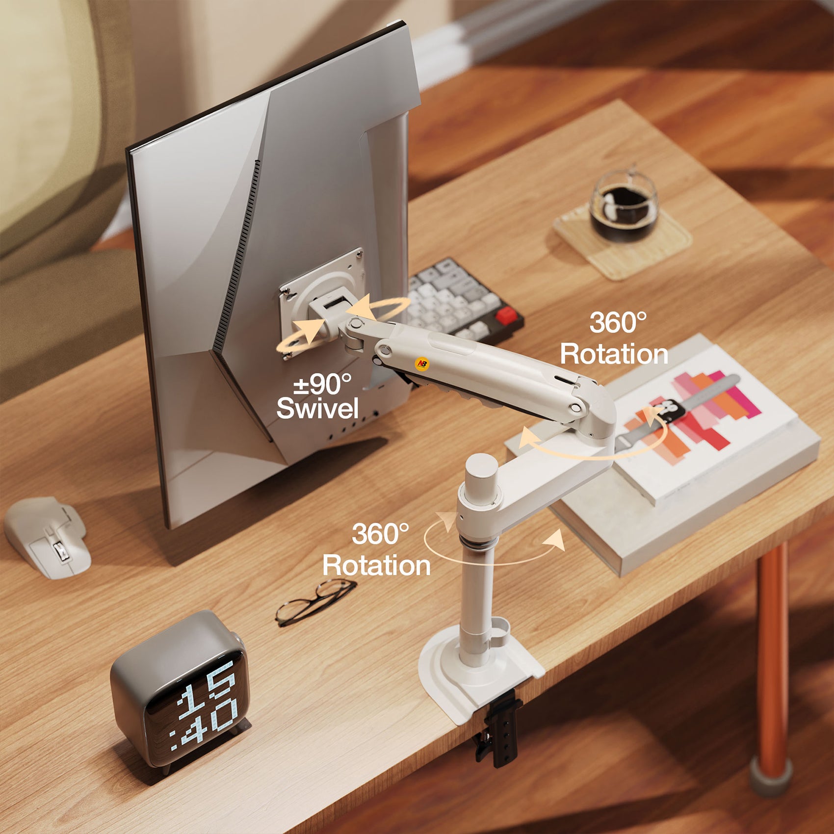 NB Desktop Monitor Pole Mount Gas Strut Arm 17"-30" up to 9 kg H100