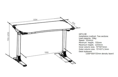Flexi-Desk Carbon Fibre finish Electric Sit/Stand Gaming Desk