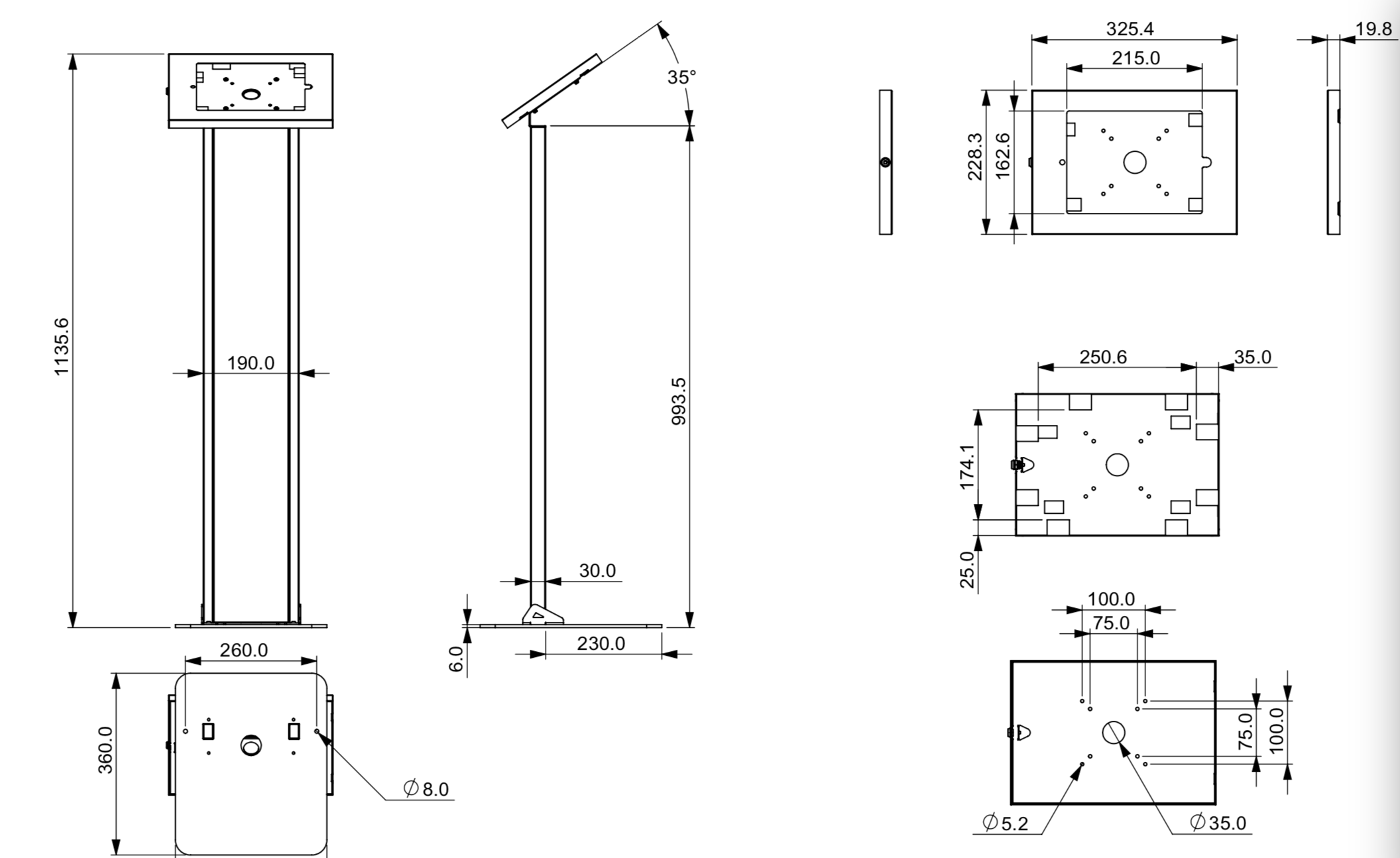 Mountech iPad Floor Security Metal Stand Display Touch IPA8