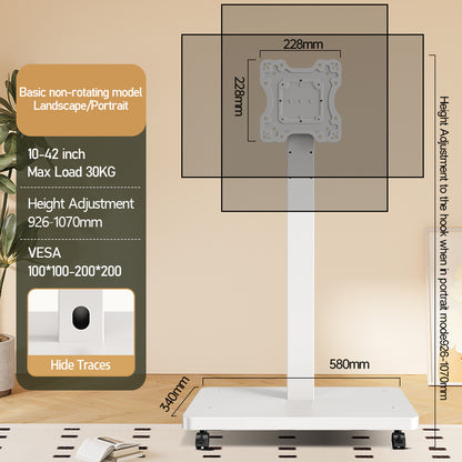 RollView Mobile Tv Monitor floor stand Cart rotating 10 to 42 inch