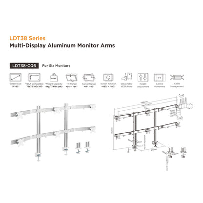 Multi Display Aluminum Monitor Arms 6 screens
