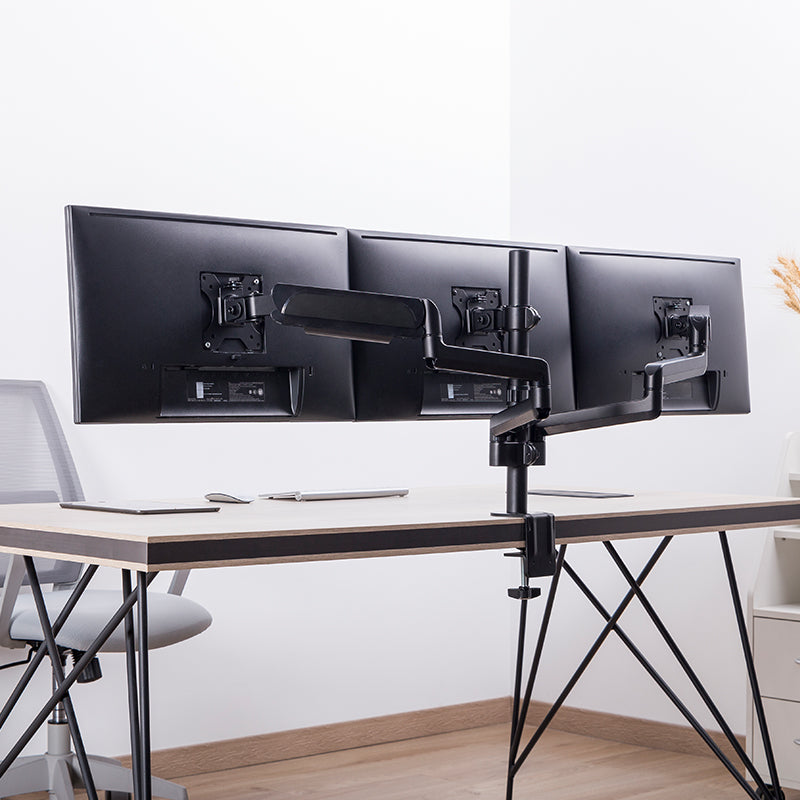 Pole Mounted Gas Spring Monitor Arms 3 Screens