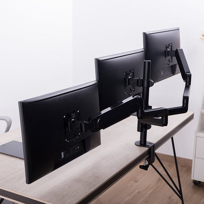Pole Mounted Gas Spring Monitor Arms 3 Screens