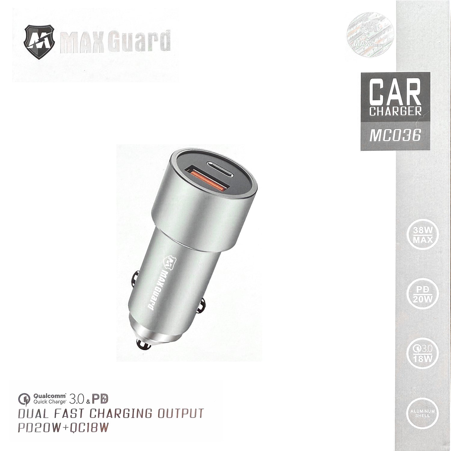 DUAL FAST CHARGING CAR CHARGER PD20W QC18W MC036