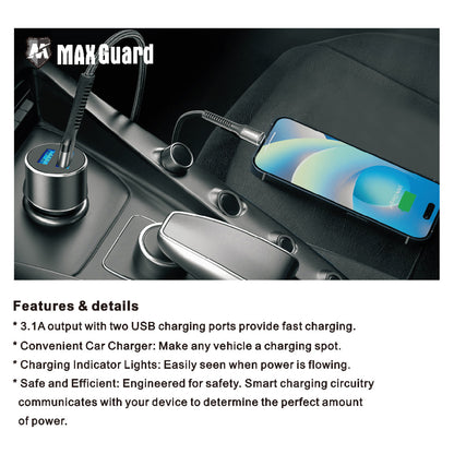 MC039L Car Charger 2 Usb with Lightning cable