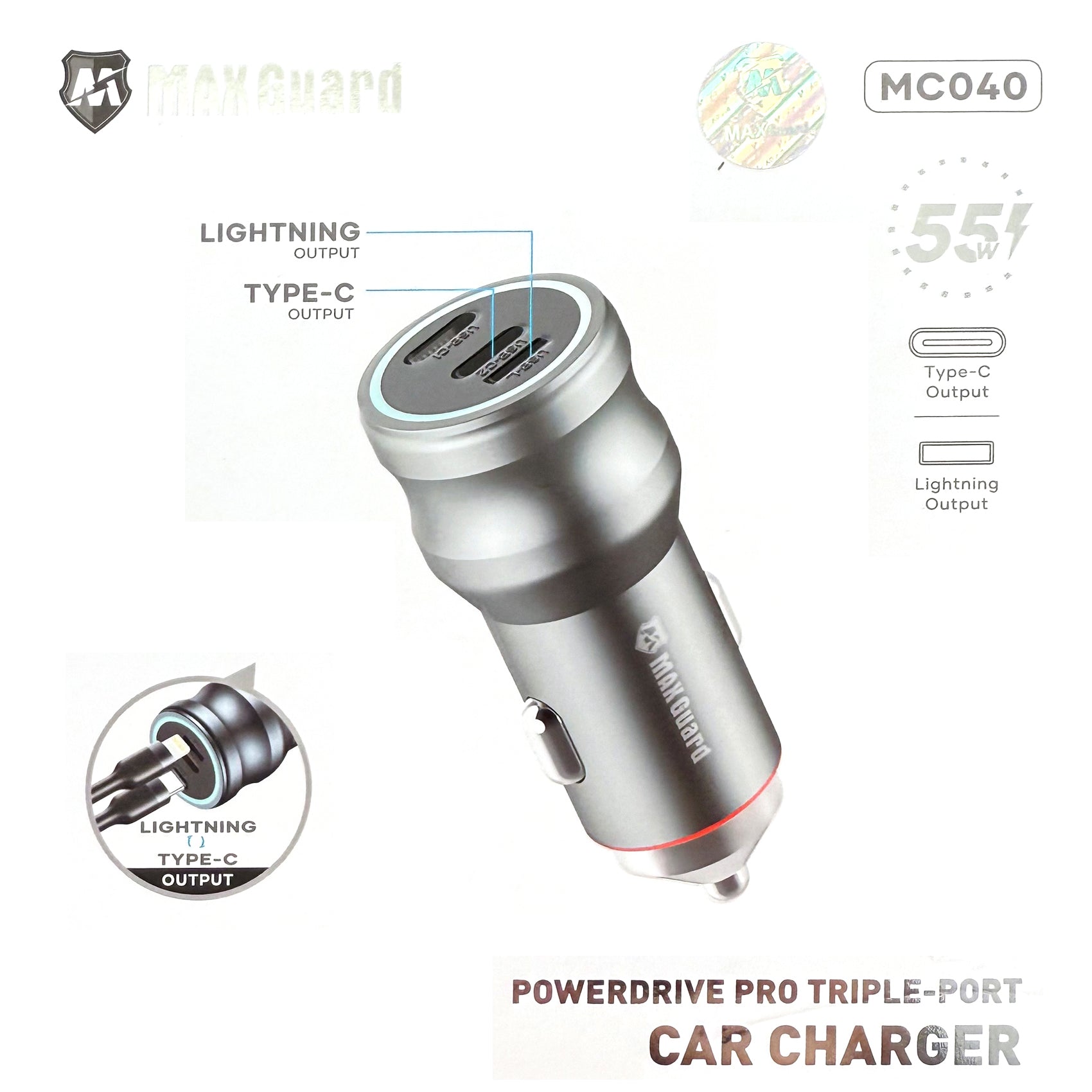 TRIPLE PORT CAR CAHRGER TYPE C LIGHTNING 552 MC040