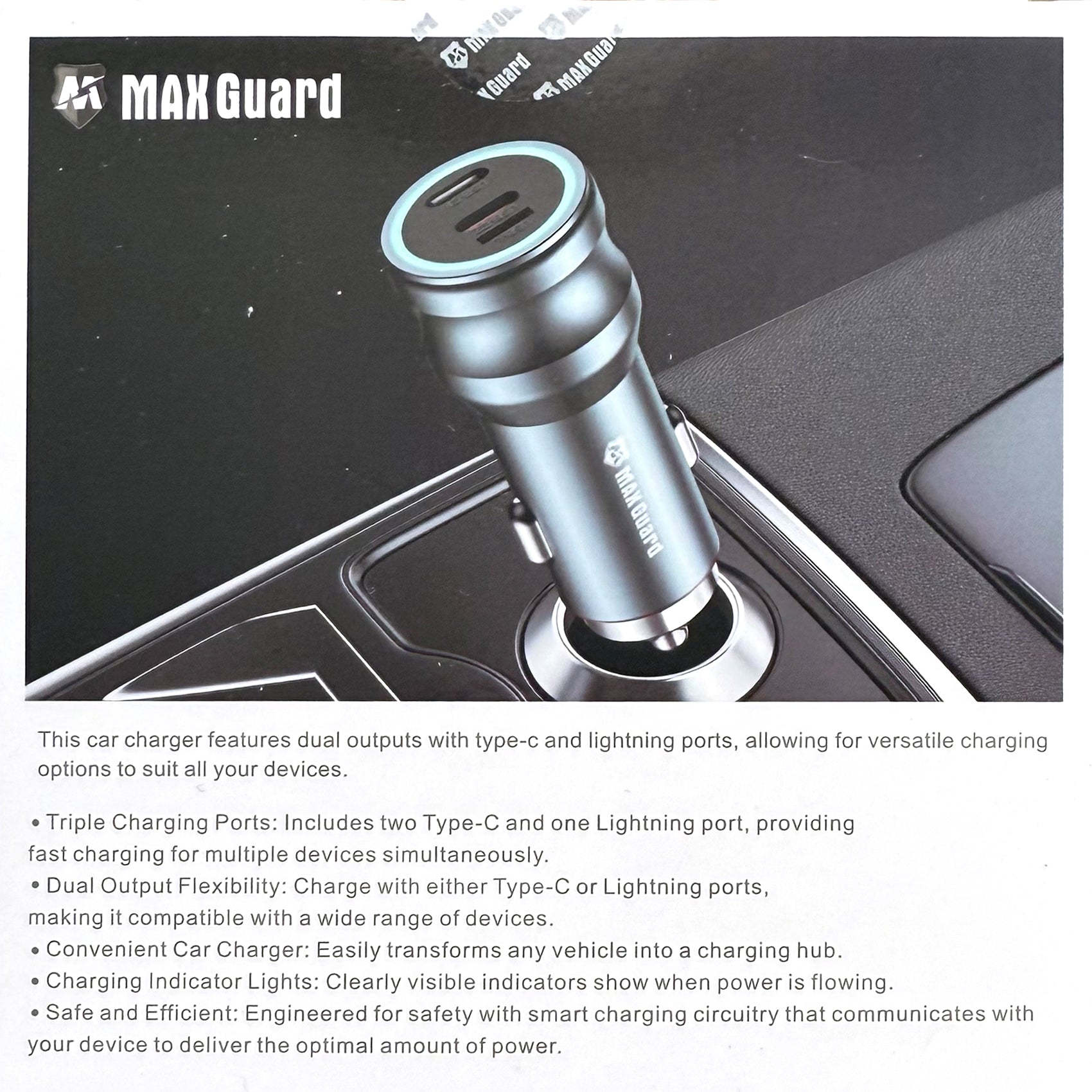 TRIPLE PORT CAR CAHRGER TYPE C LIGHTNING 552 MC040