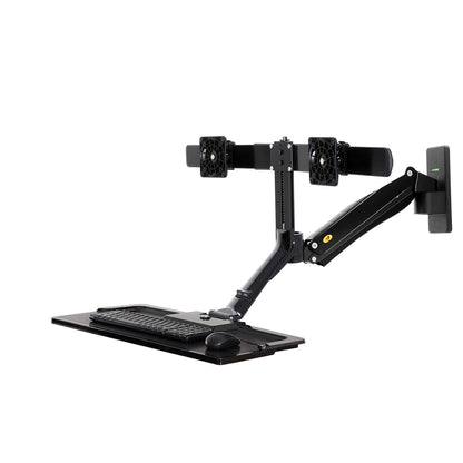 Fits 22"-27" Monitors.NB MC40-2A-B Dual Monitor Wall Mount with Keyboard Tray Black