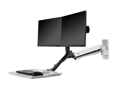 Fits 22"-27" Monitors.NB MC40-2A-w Dual Monitor Wall Mount with Keyboard Tray White