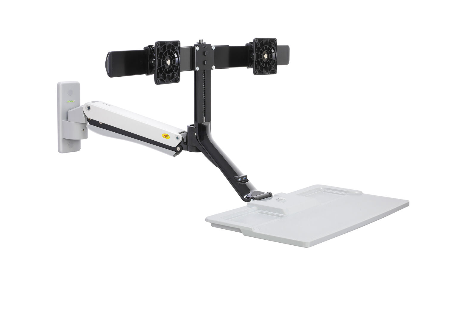 Fits 22"-27" Monitors.NB MC40-2A-w Dual Monitor Wall Mount with Keyboard Tray White