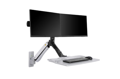 Fits 22"-27" Monitors.NB MC40-2A-w Dual Monitor Wall Mount with Keyboard Tray White