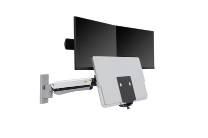 Fits 22"-27" Monitors.NB MC40-2A-w Dual Monitor Wall Mount with Keyboard Tray White