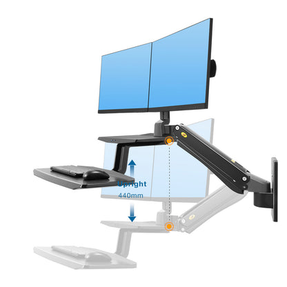 Fits 22"-27" Monitors.NB MC55-2A Dual Monitor Wall Mount with Keyboard Tray