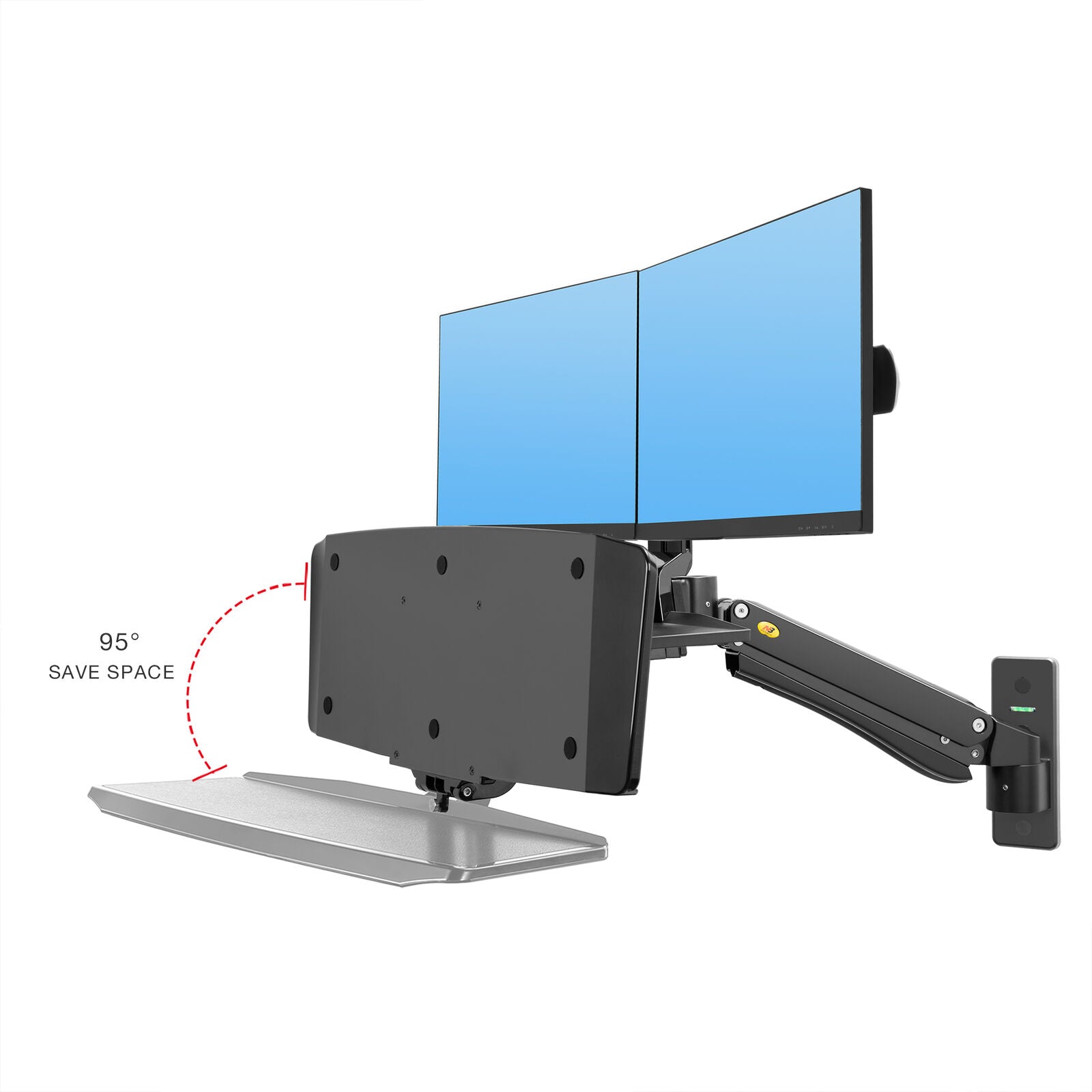 Fits 22"-27" Monitors.NB MC55-2A Dual Monitor Wall Mount with Keyboard Tray