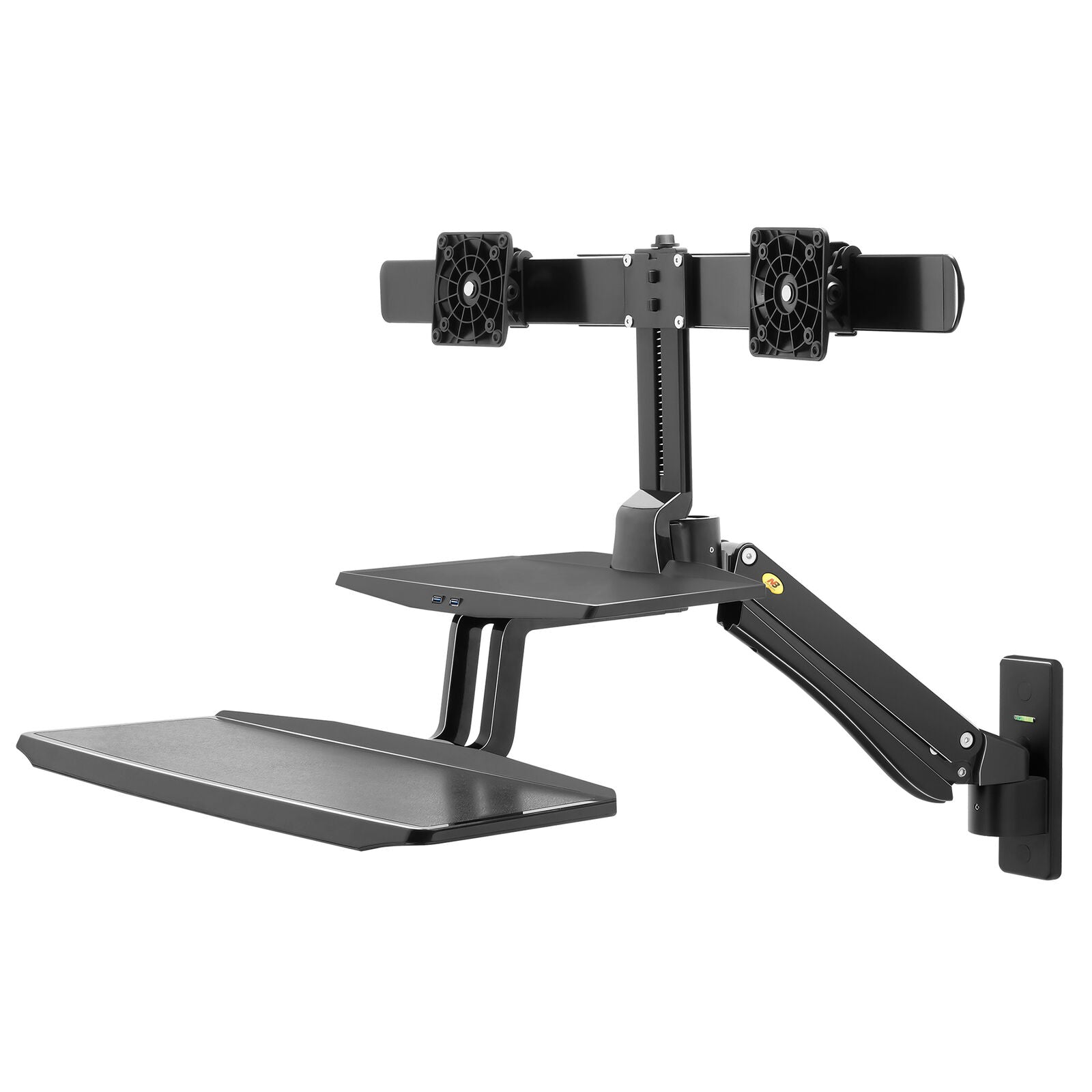 Fits 22"-27" Monitors.NB MC55-2A Dual Monitor Wall Mount with Keyboard Tray