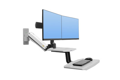 Fits 22"-27" Monitors.NB MC55-2A Dual Monitor Wall Mount with Keyboard Tray