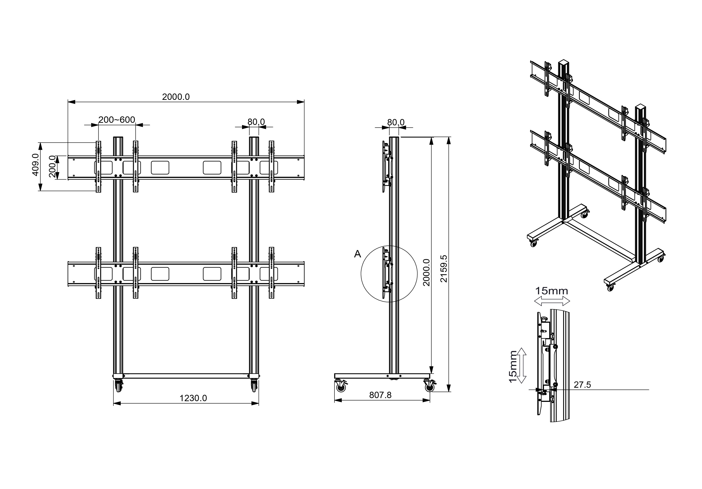 Multiple TV Lcd Video Floor Stand ML-02M