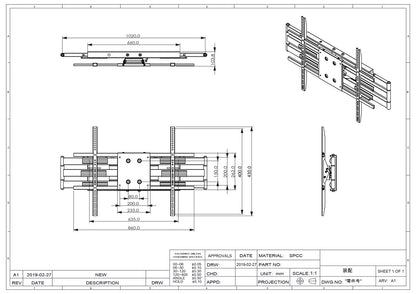 New HD Cantilever Wall Mount XL Wall Plate MTC-502XL Screens to Load 90kg