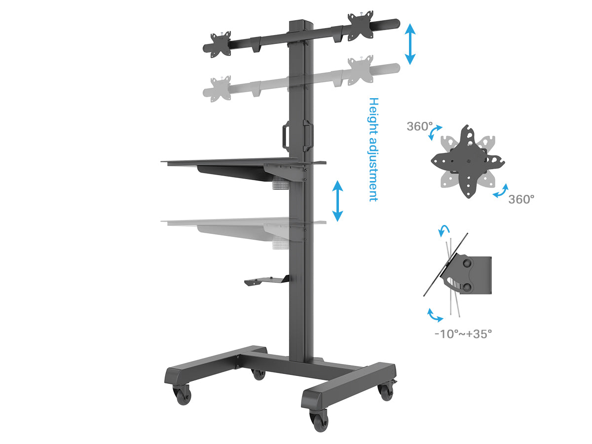 Mobile Computer Trolley – Single & Dual Monitor Mounts | MTESF01-MTEPT12