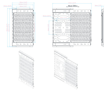 Sliding Media Device Storage Panel Wall Mount – 250mm Travel | MTESP01